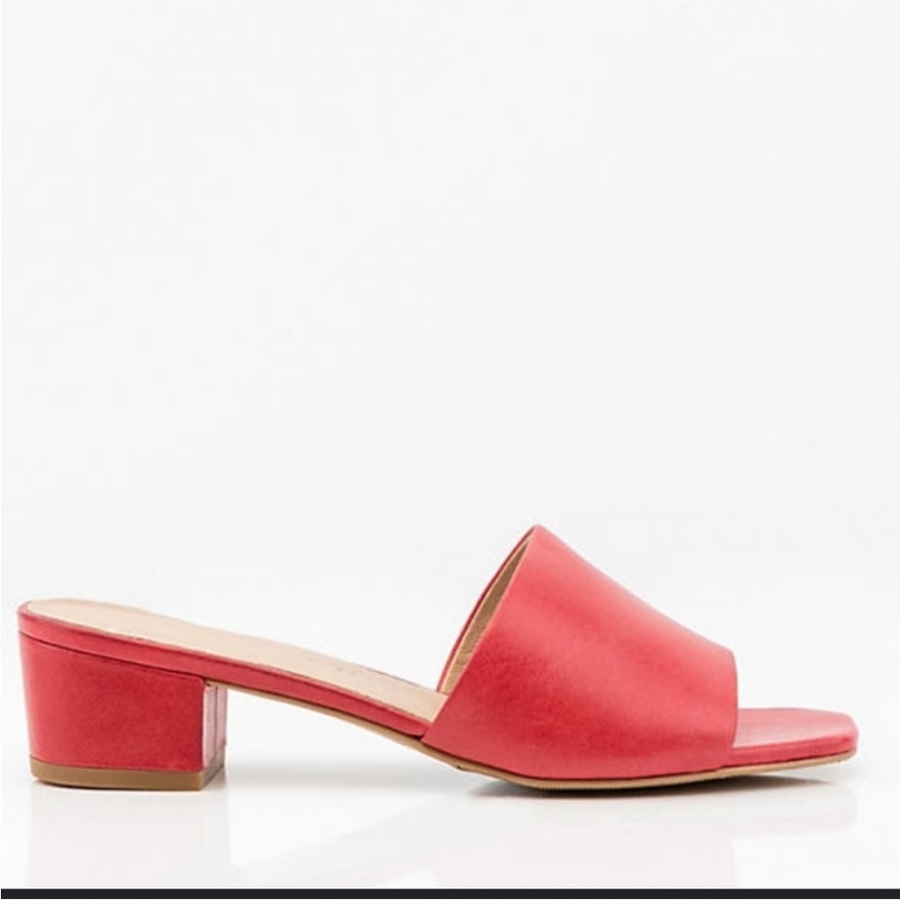Red open toe slides